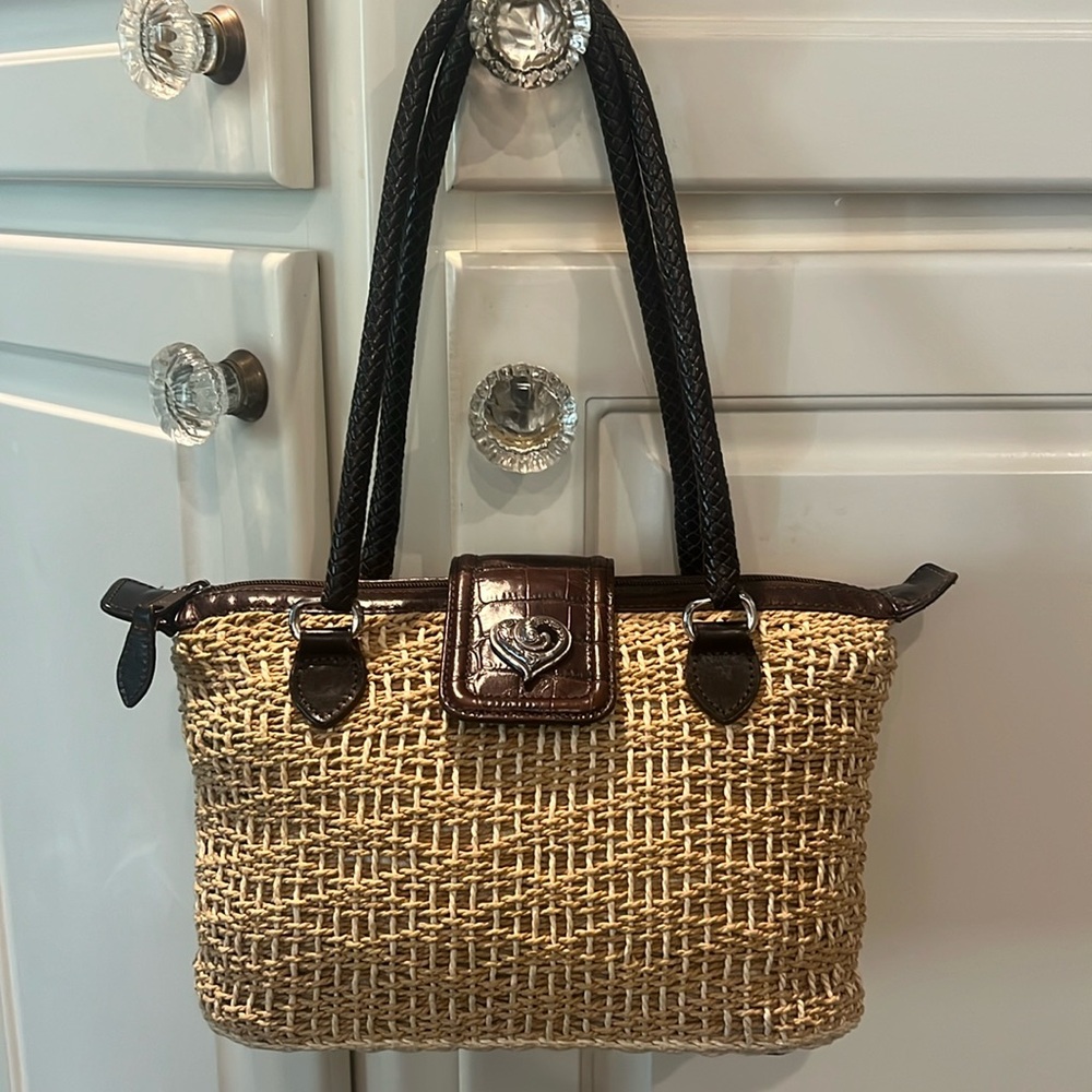 Vintage Brighton Woven Straw HeartShoulder Bag